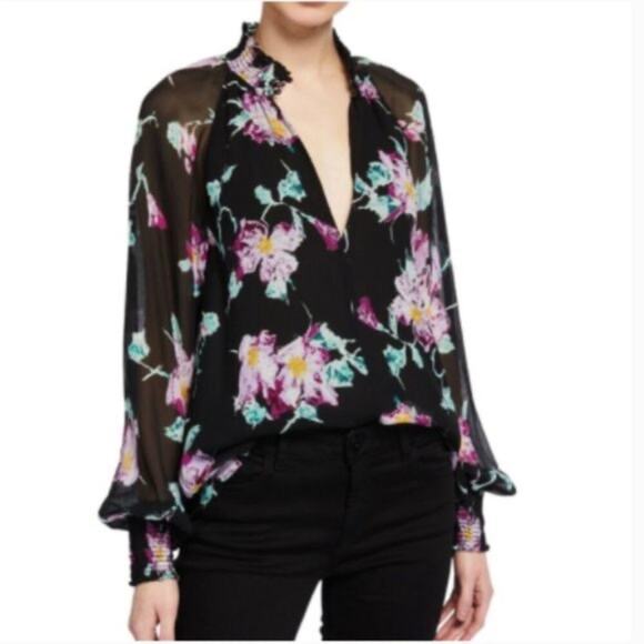 A.L.C .Black & Purple mockneck Venetia Top SZ 6 - Picture 1 of 11